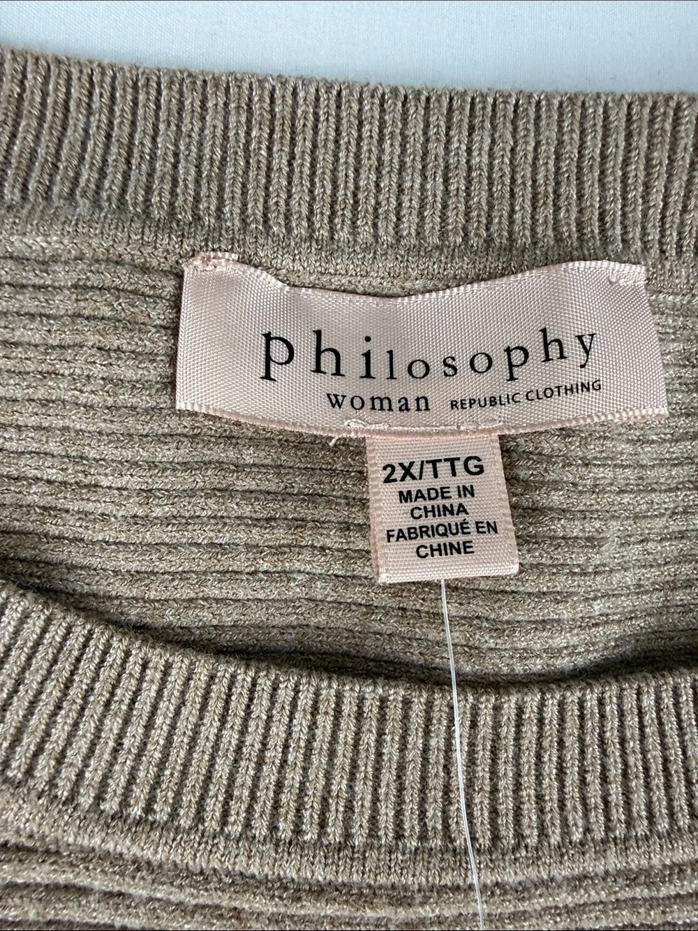 Philosophy Brown Ribbed Crop Sweater Women's Size 2XL– NWT